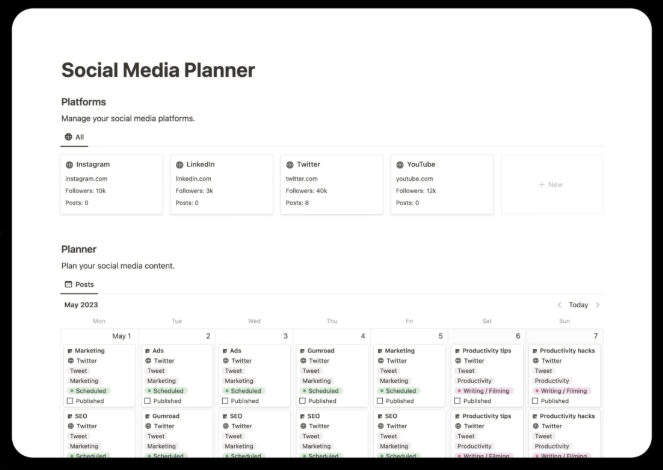 Notion Social Media Planner