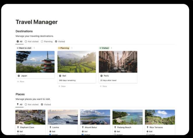 Notion Travel Manager