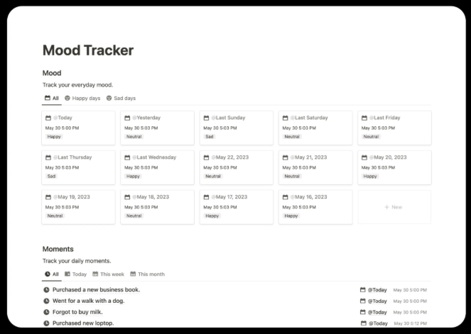 Notion Mood Tracker