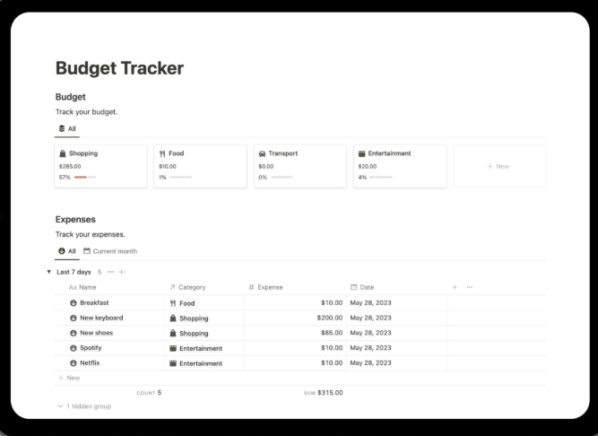 Notion Budget Tracker