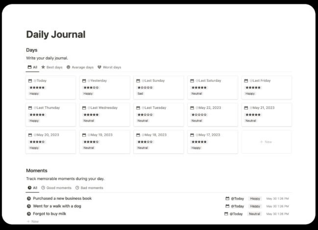Notion Daily Journal
