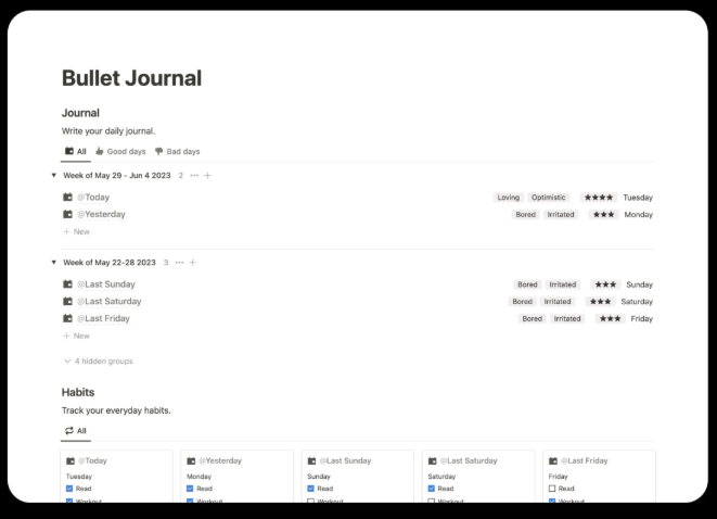 Notion Bullet Journal